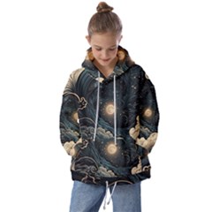 Starry Sky Moon Space Cosmic Galaxy Nature Art Clouds Art Nouveau Abstract Kids  Oversized Hoodie by Posterlux