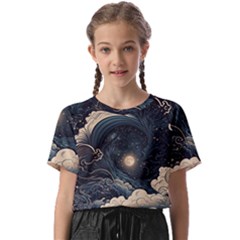 Starry Sky Moon Space Cosmic Galaxy Nature Art Clouds Art Nouveau Abstract Kids  Basic T-shirt by Posterlux