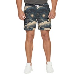 Starry Sky Moon Space Cosmic Galaxy Nature Art Clouds Art Nouveau Abstract Men s Runner Shorts by Posterlux