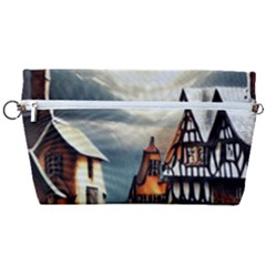 Village Reflections Snow Sky Dramatic Town House Cottages Pond Lake City Handbag Organizer by Posterlux