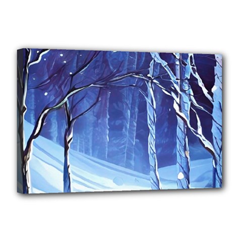 Landscape Outdoors Greeting Card Snow Forest Woods Nature Path Trail Santa s Village Canvas 18  X 12  (stretched) by Posterlux