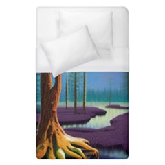 Artwork Outdoors Night Trees Setting Scene Forest Woods Light Moonlight Nature Duvet Cover (single Size)