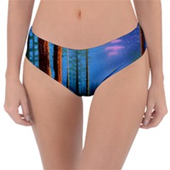 Artwork Outdoors Night Trees Setting Scene Forest Woods Light Moonlight Nature Reversible Classic Bikini Bottoms by Posterlux