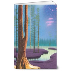 Artwork Outdoors Night Trees Setting Scene Forest Woods Light Moonlight Nature 8  X 10  Softcover Notebook by Posterlux