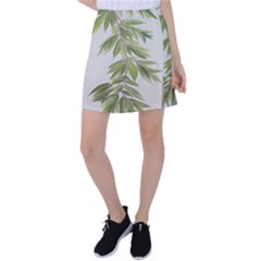 Watercolor Leaves Branch Nature Plant Growing Still Life Botanical Study Tennis Skirt by Posterlux