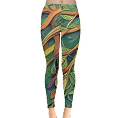 Outdoors Night Setting Scene Forest Woods Light Moonlight Nature Wilderness Leaves Branches Abstract Everyday Leggings 