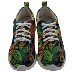 Outdoors Night Setting Scene Forest Woods Light Moonlight Nature Wilderness Leaves Branches Abstract Mens Athletic Shoes by Posterlux