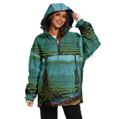 Boat Canoe Swamp Bayou Roots Moss Log Nature Scene Landscape Water Lake Setting Abandoned Rowboat Fi Women s Ski And Snowboard Waterproof Breathable Jacket