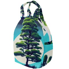 Pine Moon Tree Landscape Nature Scene Stars Setting Night Midnight Full Moon Travel Backpack by Posterlux