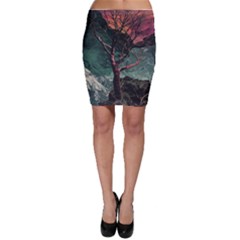 Night Sky Nature Tree Night Landscape Forest Galaxy Fantasy Dark Sky Planet Bodycon Skirt by Posterlux