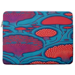 Vintage Ornate Mushroom Leafage Wallpaper 17  Vertical Laptop Sleeve Case With Pocket