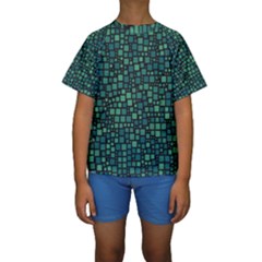 Squares Cubism Geometric Background Kids  Short Sleeve Swimwear by Maspions