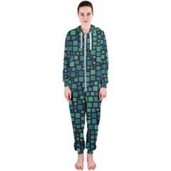 Squares Cubism Geometric Background Hooded Jumpsuit (ladies)