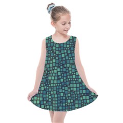 Squares Cubism Geometric Background Kids  Summer Dress