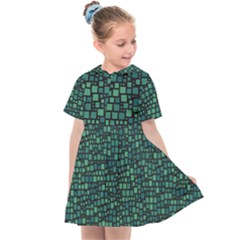 Squares Cubism Geometric Background Kids  Sailor Dress