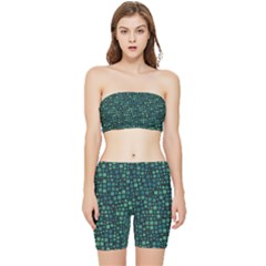 Squares Cubism Geometric Background Stretch Shorts And Tube Top Set by Maspions