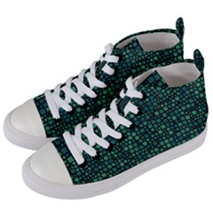 Squares Cubism Geometric Background Women s Mid-top Canvas Sneakers by Maspions