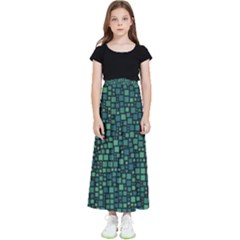 Squares Cubism Geometric Background Kids  Flared Maxi Skirt