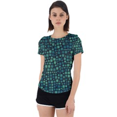 Squares Cubism Geometric Background Back Cut Out Sport T-shirt