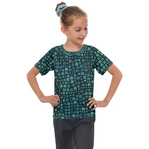 Squares Cubism Geometric Background Kids  Mesh Piece T-shirt by Maspions