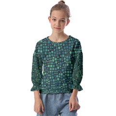 Squares Cubism Geometric Background Kids  Cuff Sleeve Top