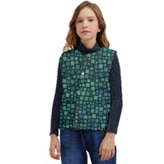 Squares Cubism Geometric Background Kid s Button Up Puffer Vest	