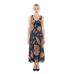 Background Pattern Leaves Texture Sleeveless Maxi Dress