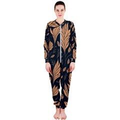 Background Pattern Leaves Texture Onepiece Jumpsuit (ladies) by Maspions