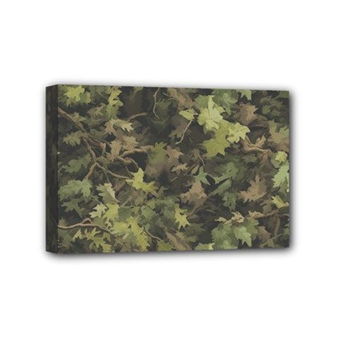 Green Camouflage Military Army Pattern Mini Canvas 6  X 4  (stretched)