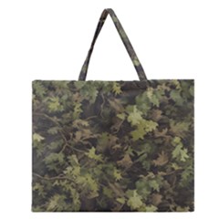 Green Camouflage Military Army Pattern Zipper Large Tote Bag