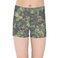 Green Camouflage Military Army Pattern Kids  Sports Shorts by Maspions