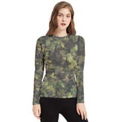 Green Camouflage Military Army Pattern Women s Long Sleeve Rash Guard by Maspions