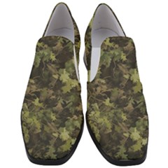 Green Camouflage Military Army Pattern Women Slip On Heel Loafers by Maspions