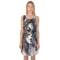 Woman In Space Sleeveless Satin Nightdress