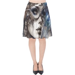 Woman In Space Velvet High Waist Skirt by CKArtCreations