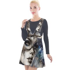 Woman In Space Plunge Pinafore Velour Dress