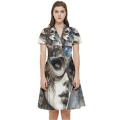 Woman In Space Short Sleeve Waist Detail Dress by CKArtCreations