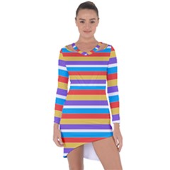 Stripes Pattern Design Lines Asymmetric Cut-out Shift Dress