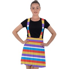 Stripes Pattern Design Lines Velvet Suspender Skater Skirt