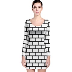 Bricks Wall Pattern Seamless Long Sleeve Velvet Bodycon Dress