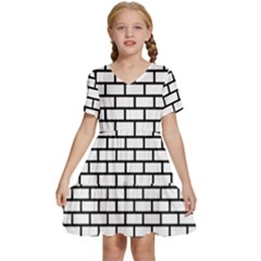 Bricks Wall Pattern Seamless Kids  Short Sleeve Tiered Mini Dress by Maspions