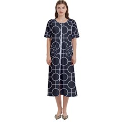 Geometric Pattern Design White Women s Cotton Short Sleeve Nightgown by Maspions