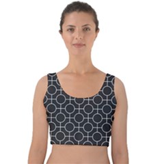 Geometric Pattern Design White Velvet Crop Top by Maspions