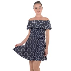 Geometric Pattern Design White Off Shoulder Velour Dress