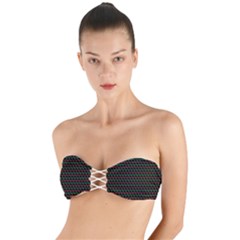 Geometric Pattern Design Line Twist Bandeau Bikini Top by Maspions