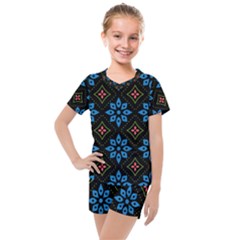 Flowers Pattern Floral Seamless Kids  Mesh T-shirt And Shorts Set