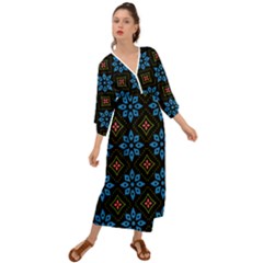 Flowers Pattern Floral Seamless Grecian Style  Maxi Dress by Maspions