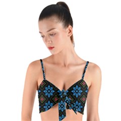 Flowers Pattern Floral Seamless Woven Tie Front Bralet by Maspions