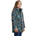 Flowers Pattern Design Abstract Kids  Hooded Longline Puffer Jacket View2