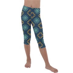 Flowers Pattern Design Abstract Kids  Lightweight Velour Capri Leggings 